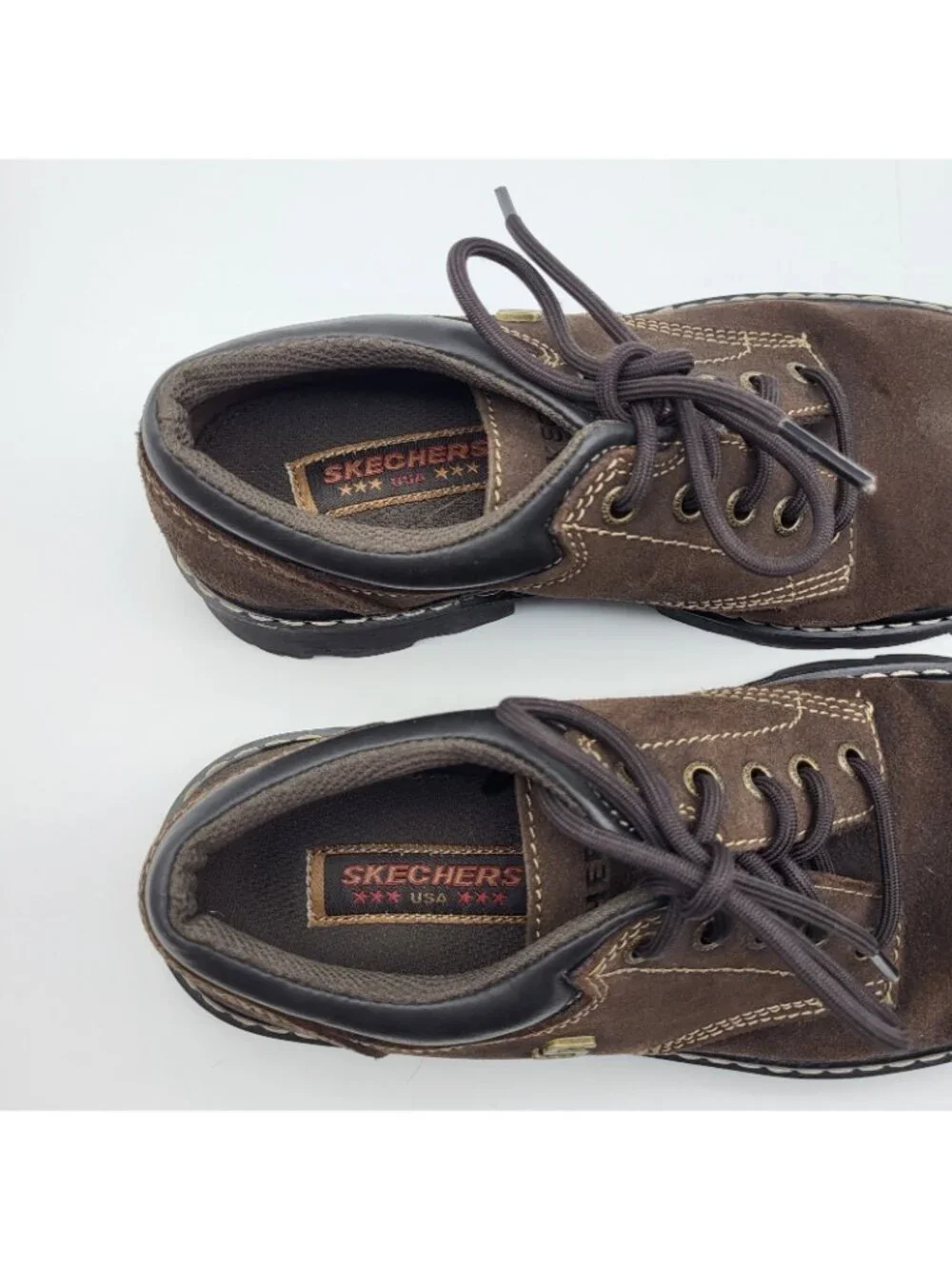 VTG Womens Skechers USA Y2K Chunky Lug Brown Leather SZ 7 Throwback